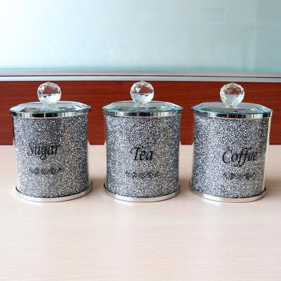 China Sustainable Luxury 3 Pcs Sets Crushed Coffee Mugs Crushed Bottle Russian Glass Tea Cups Sublimation Crystals Coffee Mug With Bling Diamond for sale