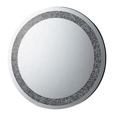 China Diamond Mirror Customized Minimalist Home Decorative Crushed Diamond Home Decor Mirrors Round Diamond Glass Mirror Decorative Wall for sale