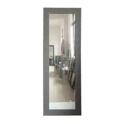 China Glamorous Luxury Eco-Friendly Decorative Wall Mirror Mirrors Wrapped In Large Leather Vintage Floor Mirrors Wrapped In PU Mirror With Backing Espejos Decorativos for sale