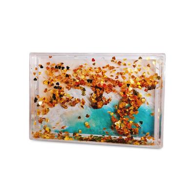 China Creative Decoration Photo Frame Creatve 2020 Home Custom Photo Frame 6 Inch Plastic Quicksand Photo Frame With Sequins for sale