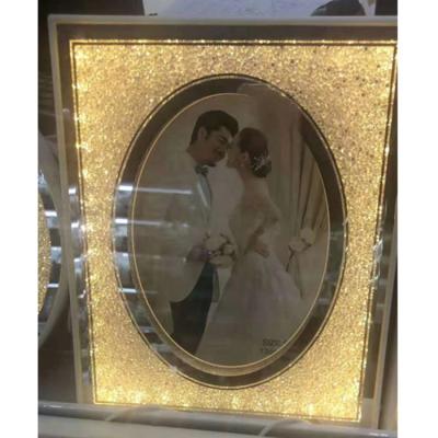 China Wholesale Morden 2021 Fashion LED Photo Frame Crystal Sublimation Glass Picture Frames Wedding Photo Frame as Memorial Gifts Frame for sale