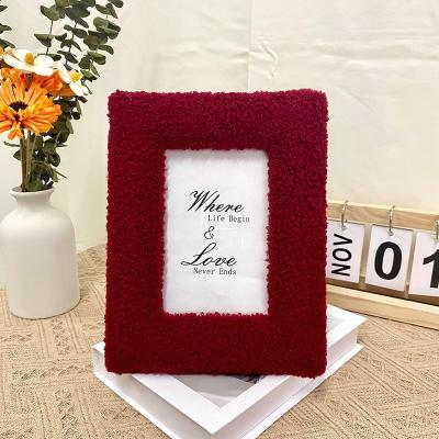 China Cute 2022 Home Decoration Photo Frame With Awesome Teddy Villus Kawaii Style Velvet Photo Frame 5x7 Picture Frame With Velvet Motherboard for sale