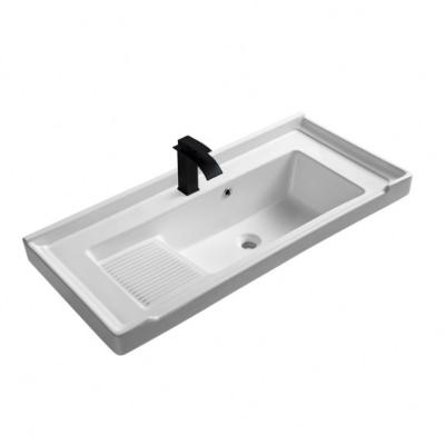 China Wholesale Modern European Style White Countertops Rectangular Ceramic Vessel Sink Above Counter Art Basins Wash Basin for sale