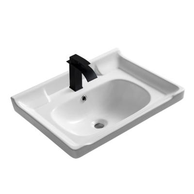 China Quality Modern Bathroom Countertop Simple Rectangular Ceramic Utensils Step Down Art Basin White Wash Basin for sale