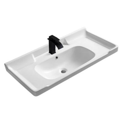 China New Modern Rectangular Thin Edge Matte Gray Color Ceramic Counter Top Art Design Wash Basin for sale