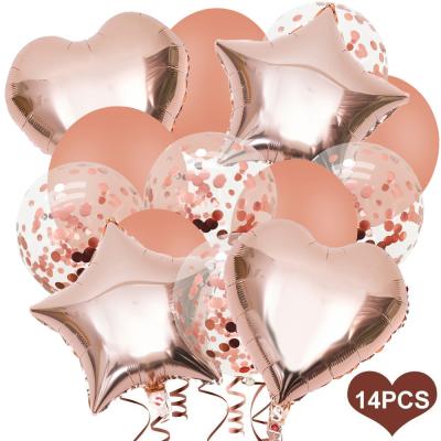 China Amazon Star Love Foil Balloon Kit Amazon 14pcs Latex Foil Confetti Balloon Wedding Birthday Party Glitter Layout for sale