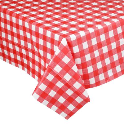 China Disposable PVC Waterproof Anti-hot Film Tablecloth Waterproof Printed Transparent Plastic Party Decoration for sale