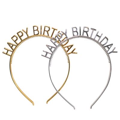 China New Trend Birthday Letter Plastic Headband Party Holiday Decoration Plastic Headband Gold and Silver Headband for sale