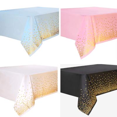 China Hot Selling Disposable Tablecloth Gold Rose Gold Bronzing Gold Powder Dot Tablecloth Party Supplies 137*274cm for sale