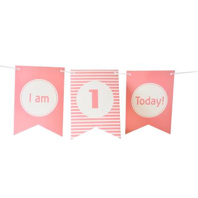 China Paper baby's 1st birthday pull flag party supplies atmosphere layout baby chair decoration layout banner for sale