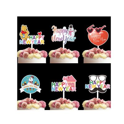 China New Year 2022 Party Acrylic Cake Topper Happy New Year Cake Decorating Baking Topper for sale