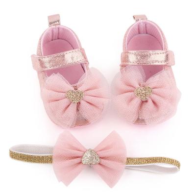 China Around 0-1 Years Old Female Princess Shoes Flower Baby Shoes Elegant Shoes Headband Costume for sale