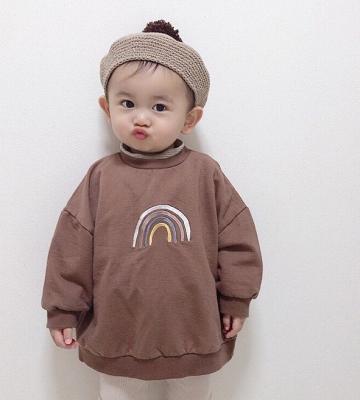 China Anti-pilling Popular Fashion Toddler Girl Tops Autumn Baby Boys Sweatshirts Clothes Rainbow Embroidery Kids Pullovers for sale