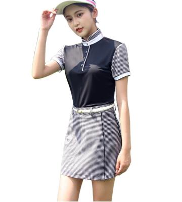 China Korean Women's Golf Short Sleeved Sports Suit T-Shirt And Skirt Anti-Shrink for sale