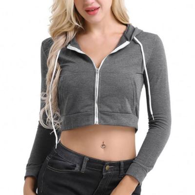 China 2020 Anti-Shrink Gym Clothing Women Gym Sports Hoodies With Customer Logo Women Zip Up Crop Top Pullover Hoodie for sale