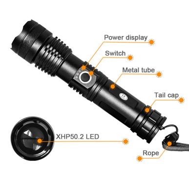 China New Convenient Strong Lightweight Retractable Aluminum Led Flashlight 5000 Magnetism US B Torch Light Alloy XHP50 Rechargeable Flashlight for sale