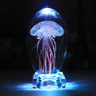 China Lighting Works LED Crystal Desk Lamp Multicolor Lighting Lamp For Holiday Room Decoration Night Light Gift Creative 3D Jellyfish Model Newest for sale