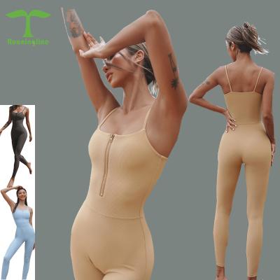 China Front Half Zipper Breathable Pure Nude Color Slim Form Full Bodysuit Women's Activewear for sale