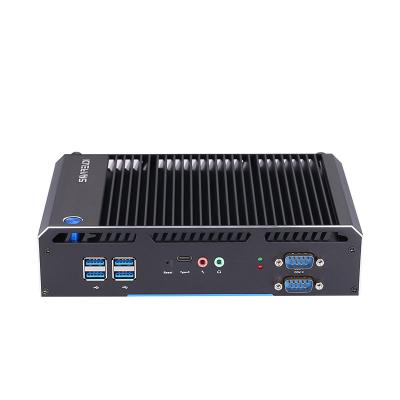 China Industrial Din Rail Mount PC Embedded Rugged Core Fanless I3 Barebone 4 10th Core Dual Display 4*COM for POS/Industrial/ Medical System for sale