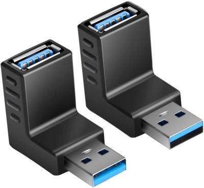 China OTG Adapter USB 3.0 Male 90 Degree Vertical Combo Female Through Angle Coupler 2 PCS Connector for sale