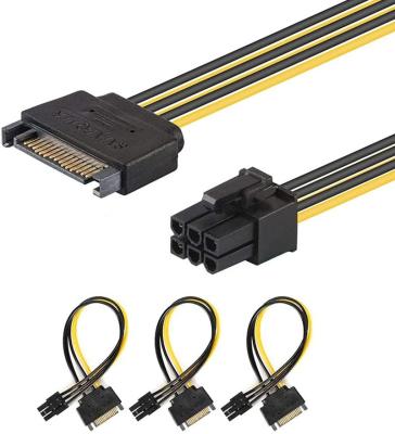 China 8 Inch SATA 15pin SATA Power Cable To 6pin PCI Express Graphics Video Card Power Cable Adapter 20CM for sale