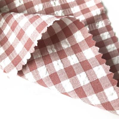 China HOT SELE 95%P/5%SP Bubble Check Spandex Stripe Cotton Seersucker Anti-Static Fabric for sale