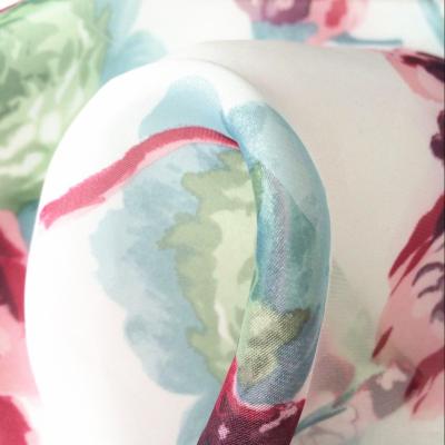 China High quality anti-static textile 45gsm satin organza floral digital printed fabric for summer dress for sale