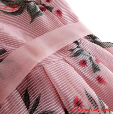 China Anti-Static Fashion Stripe Organza Horizontal Printed Fabric For Elegant Dress for sale