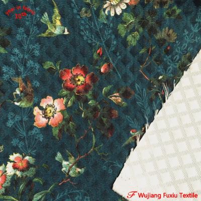 China 2021 new products anti static fashion 100% polyester printed jacquard floral printed fabric for lady dress for sale