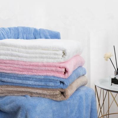 China 70*140cm Tablets Logo Luxury Soft Super Absorbent Custom Made Microfiber Coral Fleece Bath Towel for sale