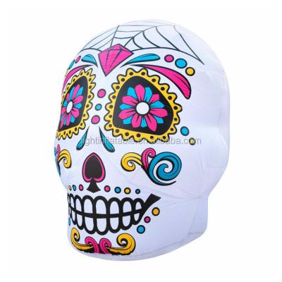 China Outdoor Christmas Holiday Hot Sale Halloween Inflatable Skeleton Head for Decoration with LED Lights for sale