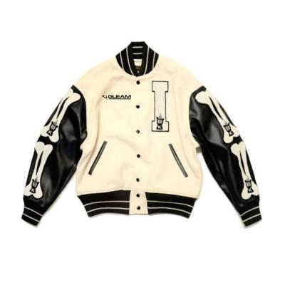 China Breathable High Quality Genuine Leather Embroidered Letterman Varsity Jackets Baseball Jackets With Chenille Patches abrigo de ropa de hombre for sale