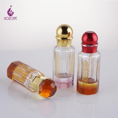 China 3ml 6ml 12ml Crystal Decorative Attar Glass Essential Perfume Bottles Cosmetic Empty Oil Bottles for sale