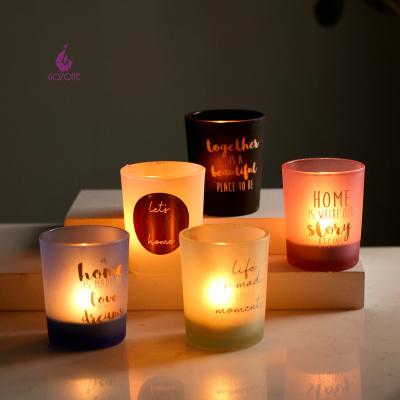 China Gift & Elegant Craft Vintage Wedding Home Scented Candles Matte Frosted Glass Candles Jar Luxury for sale