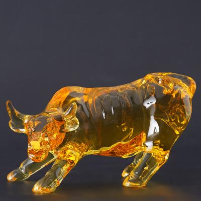 Chine China Citrine Glass Brushed Crystal Custom Crafts Ornaments Big Gifts Creative Yellow Crystal Cow Ornaments à vendre