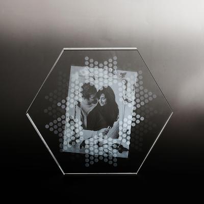 Китай China cheap clear empty crystal photo frame sublimation 3d hexagon laser engraving crystal cube rotating k9 pictures for wedding gift продается