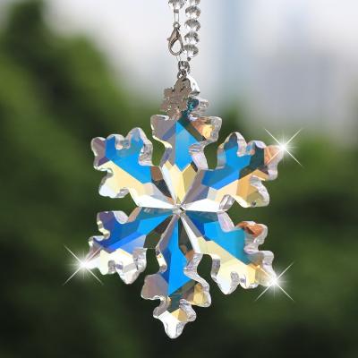 중국 2022 Decoration, Europe and America Christmas Snowflake Transparent Glass Star Crystal Car Snowflake K9 Decoration Christmas Tree Pendant 판매용