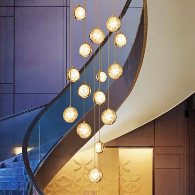 Κίνα Villa Smart Crystal Lamp China Pujiang Bubble Ball Stair Chandelier Crystal Chandelier Modern Simple Luxury προς πώληση