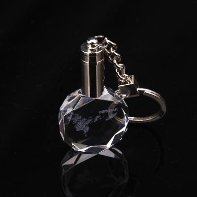 Κίνα Memories. Decoration. Gift fashionable 3d octagon shape led flashing led faceted etched colorful k9 crystal glass mute key chain for promotional gift προς πώληση