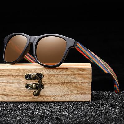 China Eco-Friendly Fashion Sunglasses Sunway Eyewear Retro Simple Wooden Temples Polarized Men Sunglasses for sale