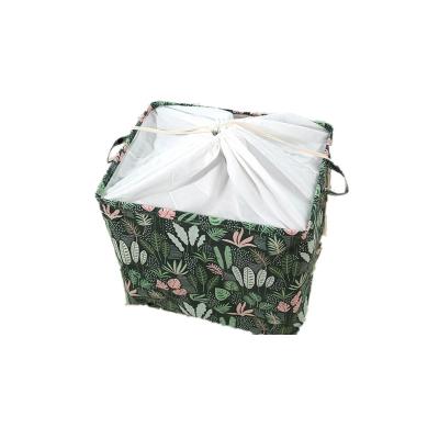 China OEM Rectangular Folding Drawstring Cotton Canvas Fabric Storage Dustproof Baskets ZGJ-0452 for sale