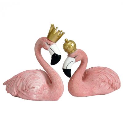 China Nordic Novelty Style Birthday Flamingo Bird Resin Opens Ornaments For Gifts ZGJ-0037 for sale