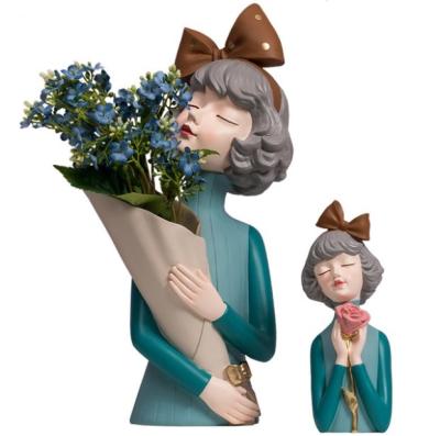 China Decorative Dry Flower Bouquet Girl Craft By Piece Of Art Decor Creative Gift Living Ornaments ZGJ-0044 for sale