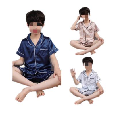 China 2pcs Fashion Short Sleeve Summer Kids Boy Satin QUICK DRY Pajamas Set With Short Pants ZGJ-0280 for sale