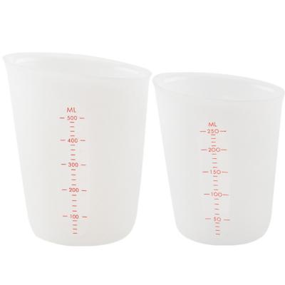 China Double Scale Viable Evident Translucent Soft Silicone Tool Baking Measuring Cups ZGJ-0305 for sale