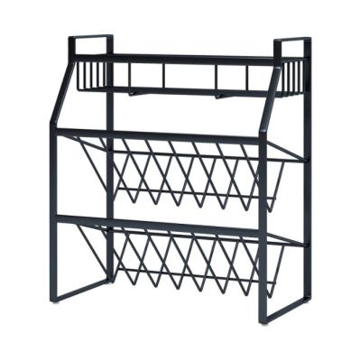 China Stocked Three Layers Stand Up Stainless Steel Kitchen Storage Rack Shelf For Seasoning ZGJ-0338 for sale