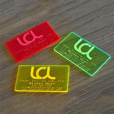 China Eco-friendly Recycle Fluorescent Red Green Orange Card Neon Green Acrylic Business Card for sale