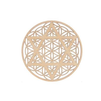 China Europe Factory Wall Decor Mandala Sacred Geometry Crystal Grid Wood Laser Cutting Factory Custom Laser Cut Service Wood for sale