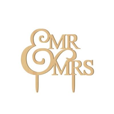 China Decoration Wedding Bride and Groom Sign Mr and Mrs Cake Topper Engagement Cake Toppers Decor for sale