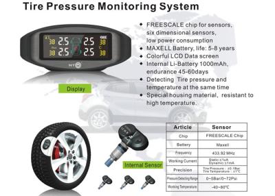 China Vehicle Tpms Tyre Pressure Monitoring System With Internal Sensors  LCD Screen Data Display for sale